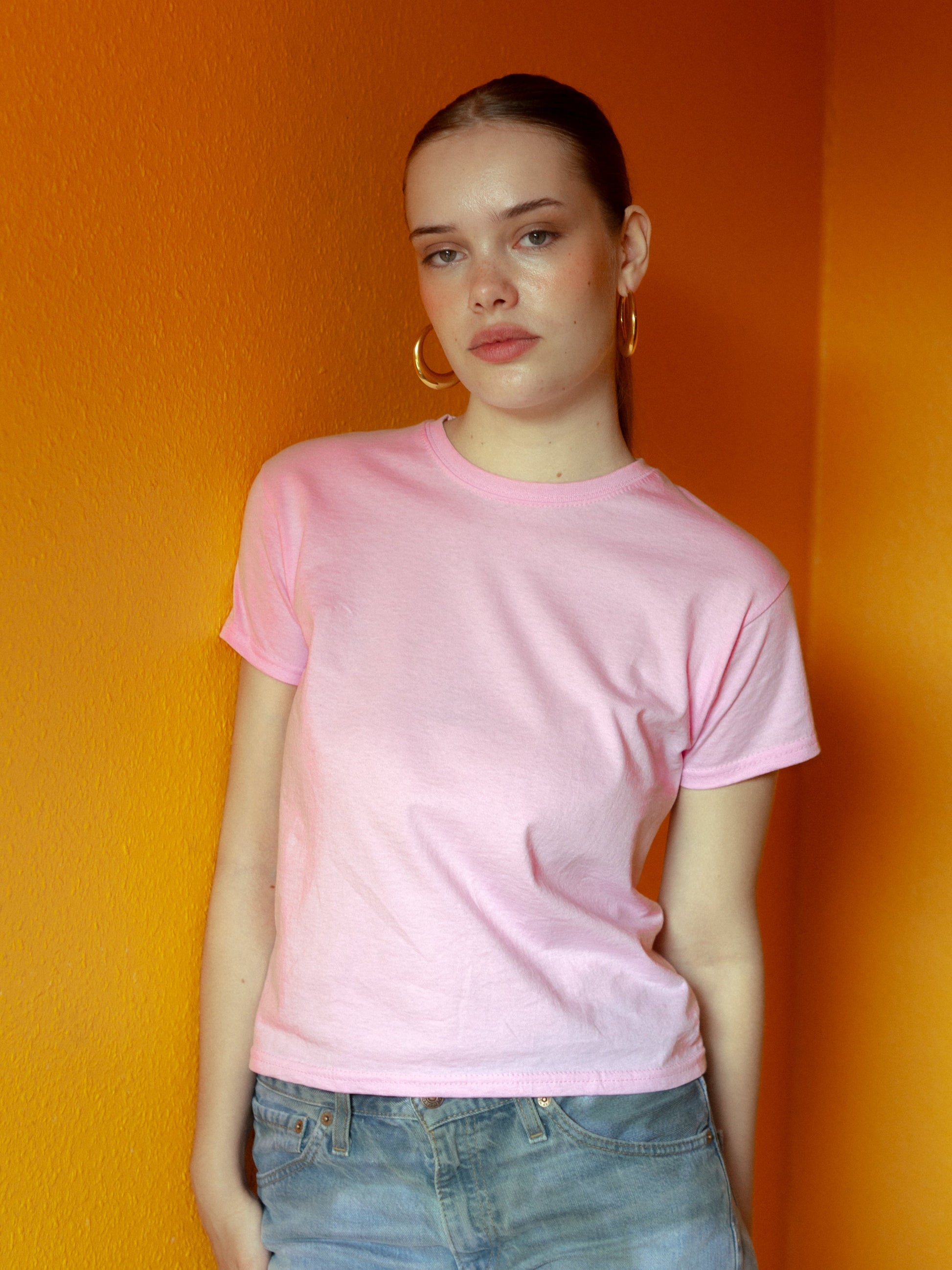 Mathilde är 167 cm lång och bär storlek S. | rosa