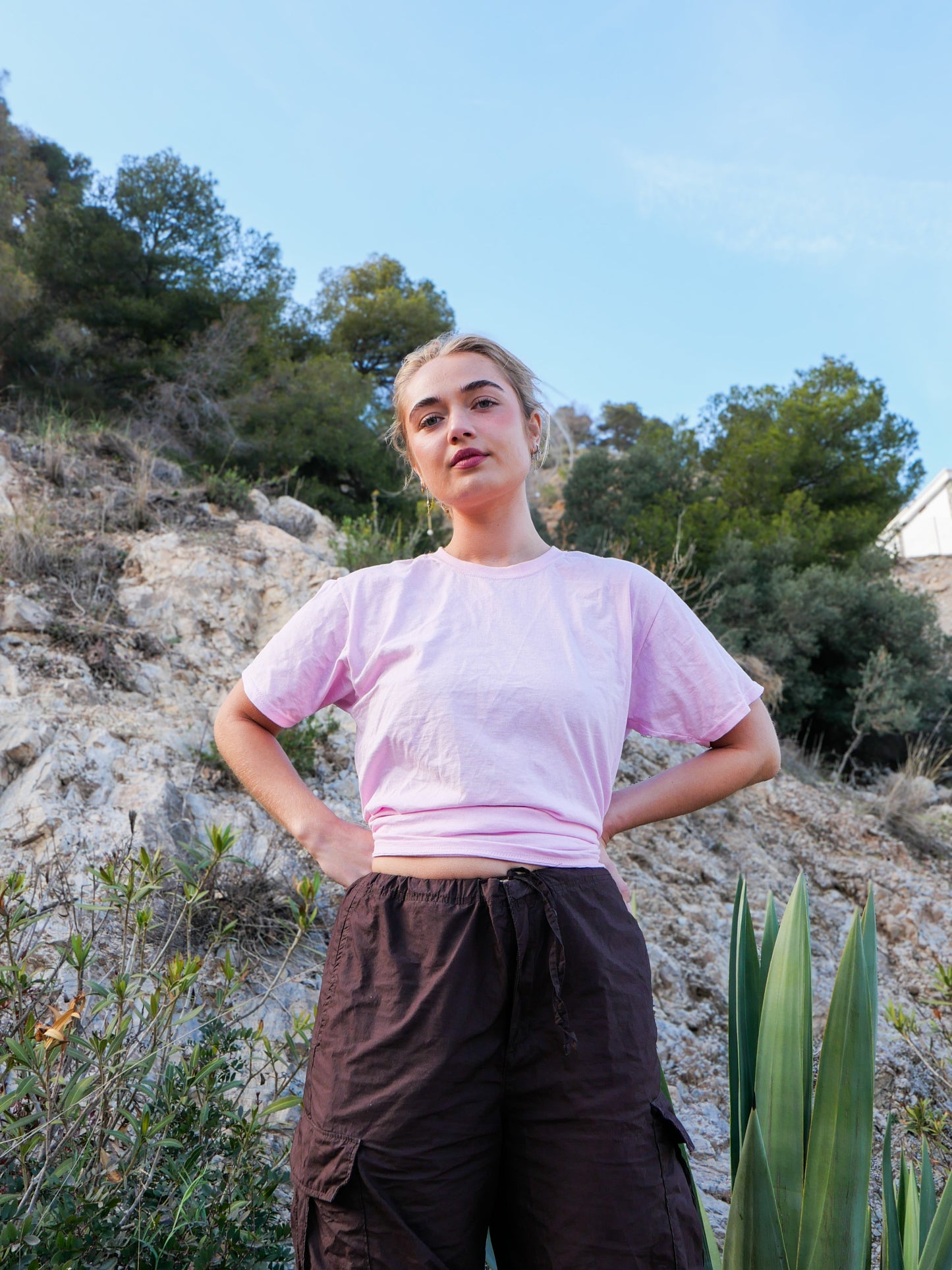 Caroline är 169 cm lång och bär storlek M. | rosa