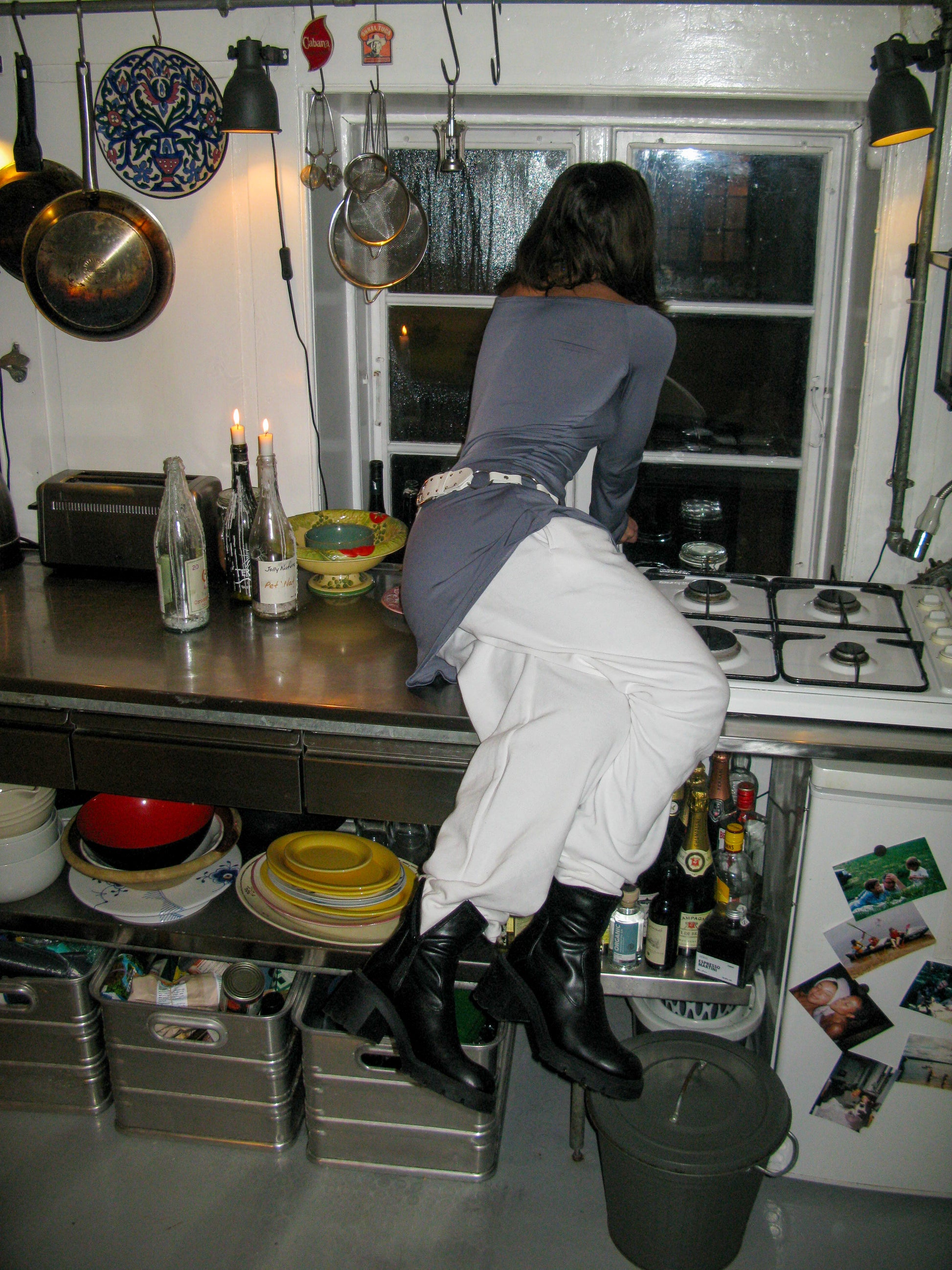 Sofie är 165 cm lång och använder storlek L.